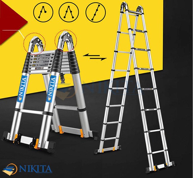 Hình ảnh thực tế thang nhôm rút Nikita AID44