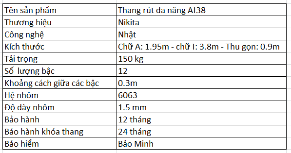 Thang nhôm rút đa năng Nikita NKT-AI38 - Ảnh 5
