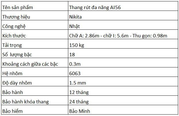 Thang nhôm rút đa năng Nikita NKT-AI56 - Ảnh 3