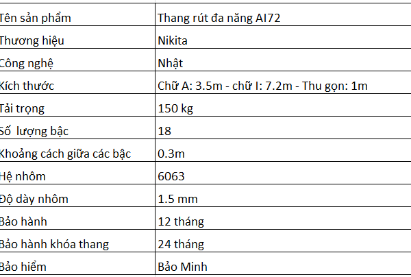 Thang nhôm rút đa năng Nikita NKT-AI72 - Ảnh 8