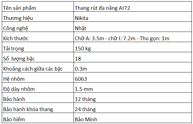 Thang nhôm rút đa năng Nikita NKT-AI72 - Ảnh 4