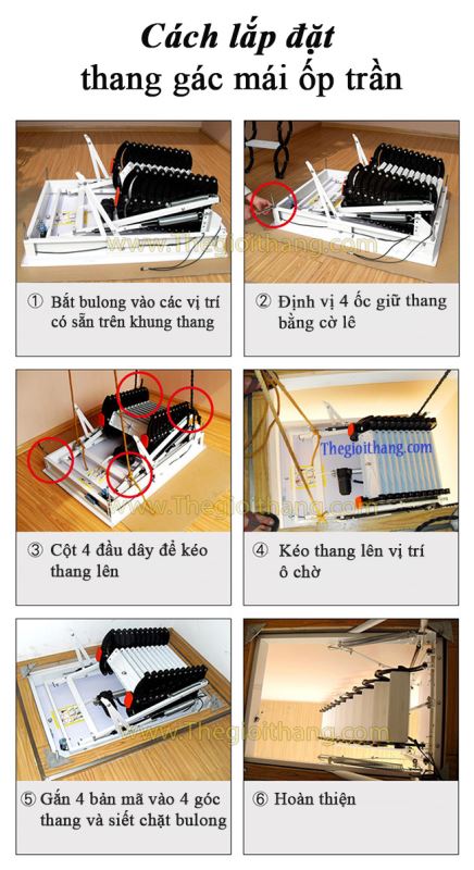 Cầu thang gác ốp trần Nikita TXC - 1440
