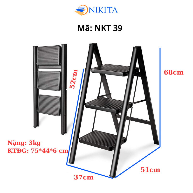 Kích thước chi tiết thang ghế khung sắt NKT-39 NIKITA