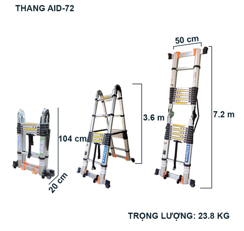 Thang nhôm rút đa năng Nikita NKT – AID72 - Ảnh 3