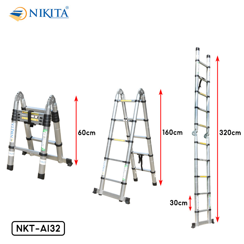 Kích thước thang rút đôi NKT-AI32