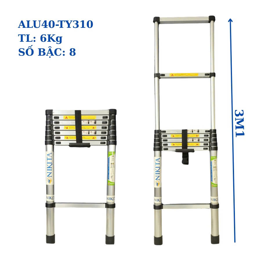 Thang Nhôm Đơn Rút Gọn Tiện Lợi NIKITA ALU 310