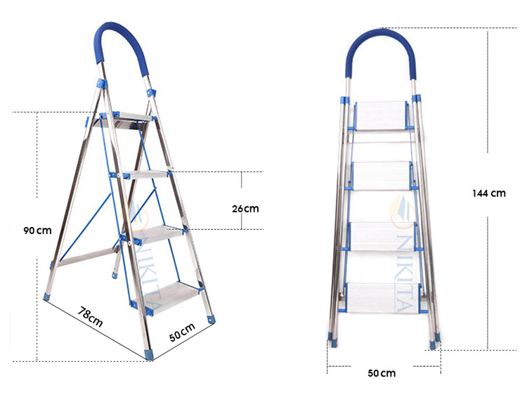 Thang ghế nhôm bậc lớn Nikita NKT-D304