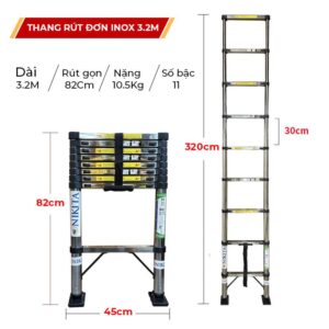 Thang INOX rút đơn có chân chống trượt ID32