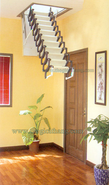 Cầu thang ốp trần, gác xép, thông minh - Ảnh 2