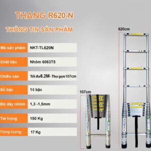 Thang rút đai nhôm NIKITA NKT-R62N